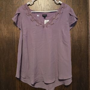 Torrid Georgette Embroidered Tulip Flutyer Sleeve Blouse NWT